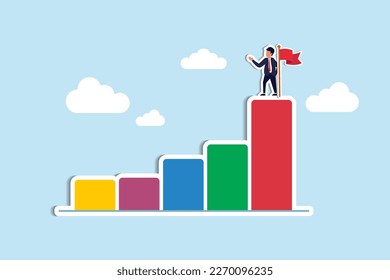 Erfolgsleiter zu erreichen Ziel, Errungenschaft oder Chance, Errungenschaft oder Karriereentwicklung Konzept, Mitarbeiterwachstum, Geschäftsleute klettern auf Wachstumskarte. Papierschnitt-Stil