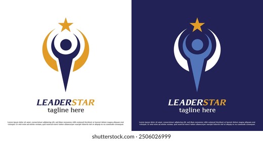 Success leader logo design illustration. Silhouette of person award company business career professional job employer manager supervisor achievement award. Abstract minimal simple icon symbol.