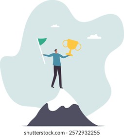 Success leadership to achieve goal, motivation or aspiration to reach target, winner challenge, growth journey or honor pride .business concept.flat character.