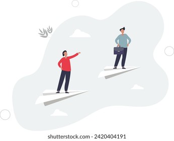 Success leadership to lead team to achieve goal, motivation or aspiration to drive company, teamwork or career opportunity concept,flat vector illustration.