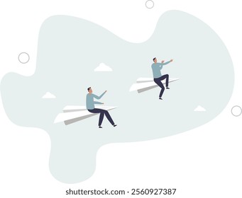 Success leadership to lead team to achieve goal, motivation or aspiration to drive company,flat characters.