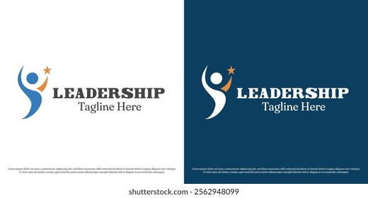 Success leadership logo design vector illustration. Silhouette of people working professional success award achievement star career job leader supervisor manager company. Simple minimal vector icon.