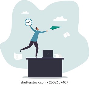Success leadership or positive office atmosphere, winning work strategy, happiness in workplace or career development, work satisfaction .character for design.