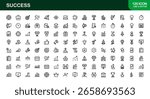 "Success Line Icon Collection – Unique, clean, and creative illustrations of motivation, progress, ambition, and business accomplishment in outline style
"