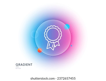 Success line icon. Gradient blur button with glassmorphism. Winner medal sign. Award reward symbol. Glory or Honor. Transparent glass design. Success line icon. Vector