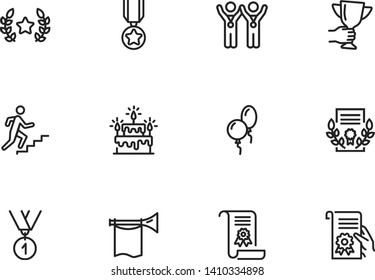 Success Line Icon Set. Winners, Leader, Award. Celebration Concept. Can Be Used For Topics Like Holiday, Congrats, Ceremony