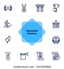 Success line icon set. Winners, leader, award. Celebration concept. Can be used for topics like holiday, congrats, ceremony