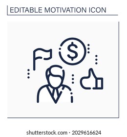 Success line icon. Successfully employee. Positive consequence of work. Significant achievements at work and in personal life. Wealth.Motivation concept. Isolated vector illustration. Editable stroke