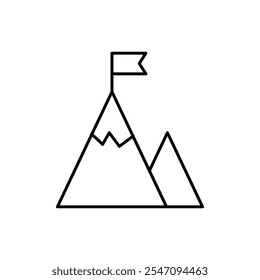 success line icon, vector illustration of a mountain with flag on white background..eps