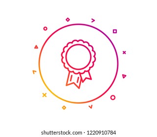 Success line icon. Winner medal sign. Award reward symbol. Glory or Honor. Gradient pattern line button. Success icon design. Geometric shapes. Vector