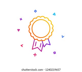 Success line icon. Winner medal sign. Award reward symbol. Glory or Honor. Gradient line button. Success icon design. Colorful geometric shapes. Vector