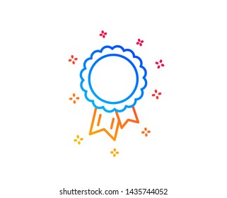 Success line icon. Winner medal sign. Award reward symbol. Glory or Honor. Gradient design elements. Linear success icon. Random shapes. Vector