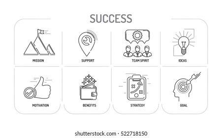 SUCCESS - Line icons Concept