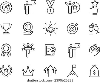 Diseño vectorial de iconos de línea de éxito