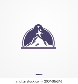 Concepto de logotipo de éxito, persiguiendo un diseño de logotipo de sueño