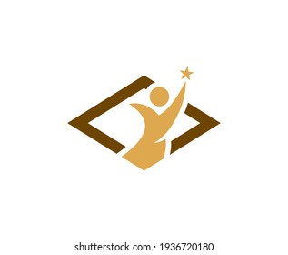 Success logo men star vector icon 