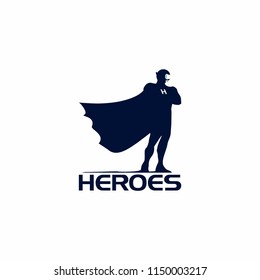 Success Logo Superhero Vector Standing Man Cartoon Mascot