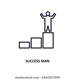 success man outline icon.  Thin line icon from business collection. Editable vector isolated on white background