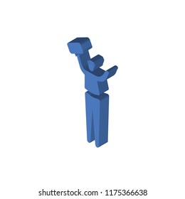 Success Man with Suitcase isometric left top view 3D icon
