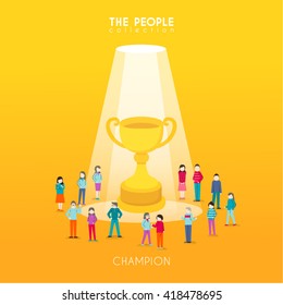 Success Man with Trophy Conceptual Vector Design