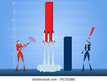 The success of the man using the technology
