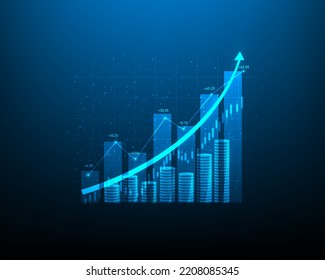 success market graph and stock currency technology. Growth Graph business digital investment. exchange financial trading forex. income economy and candlestick. vector illustration digital fantastic.