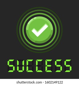 Success message with green check sign. Nice vector banner of success with green round button with check icon.