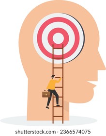 Success mindset, Attitude to achieve goal or target, Challenge to succeed in work, Growth mindset or thought leader and determination, Archery aiming bot to hit target

