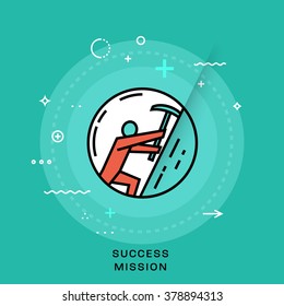 Success Mission Concept. Flat Style Thin Line Icon.