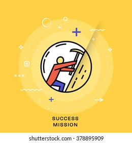 Success Mission Concept. Flat Style Thin Line Icon.