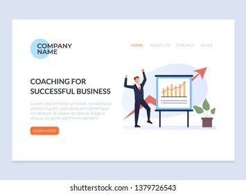 Success motivation business training web banner page concept. Vector flat graphic design illustration