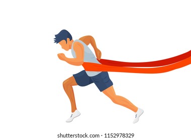 Success Motivation vector illustration: leader winner runner silhouette isolated. Winner running or finish line victory icon.