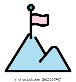 Success mountain icon. Outline success mountain vector icon for web design isolated on white background color flat