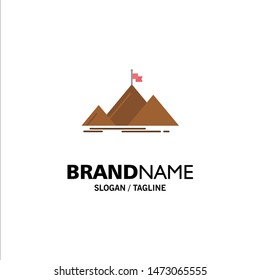 Success, Mountain, Peak, Flag,  Business Logo Template. Flat Color