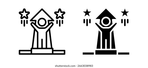 Erfolgreiches mehrfaches Icon der Vektorgrafik von two.line und Glyphe