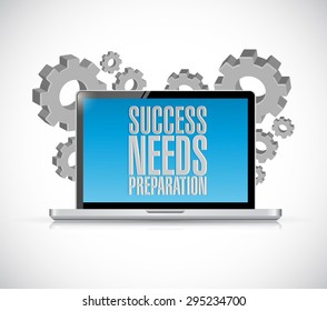 success needs preparation laptop technology sign concept illustration design