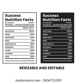 Success Nutrition facts ,label design template, nutrition facts information, nutrition Label 