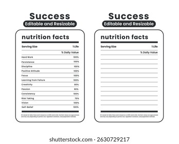 Success Nutrition Facts  Motivational Quote Design for Mug, Poster, T-Shirt