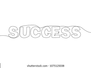 Success - one continuous line design style lettering on white background. High quality hand drawn calligraphy text. Business concept