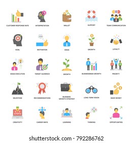Success and Opportunities Flat Vector Icons Collection 
