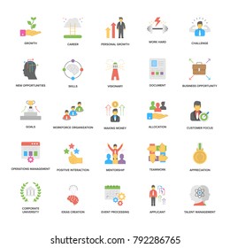 Success and Opportunities Flat Vector Icons Set 
