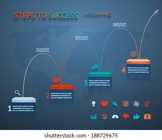 Success Option Steps Template Arrow and Staircase Infographic Icons Vector Illustration
