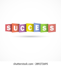 "SUCCESS" Overlapping Letters Vector Icon. Creative Vector Typography Concept. Inspirational work and success business quote. Business and education concept.Vector illustration