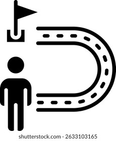 Ilustração do vetor de glifo do ícone de caminho de sucesso