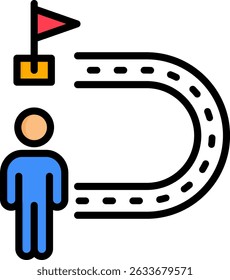 Success Pathway Icon Lineal Color Vector Illustration