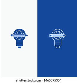 Success, Pen, Globe, Bulb, Light Line and Glyph Solid icon Blue banner Line and Glyph Solid icon Blue banner. Vector Icon Template background
