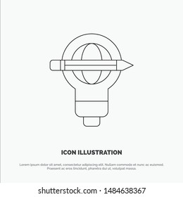Success, Pen, Globe, Bulb, Light Line Icon Vector. Vector Icon Template background