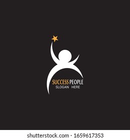 Icono de personas correctas y plantilla vectorial de símbolo con estrella en fondo negro