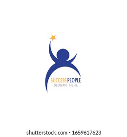 Success people icon and symbol vector template with star on white background
