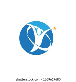 Icono de personas correctas y plantilla vectorial de símbolo con estrella en fondo blanco